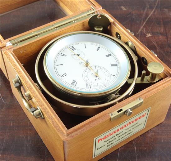 A Glashutte 56 hour marine chronometer, 8in.